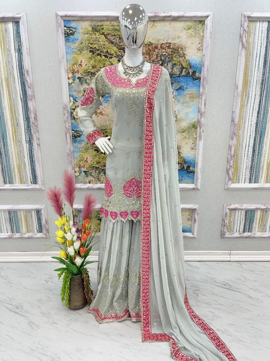 Launching New Đěsigner Party Wear Look Top Plazzo & Dupatta Set.