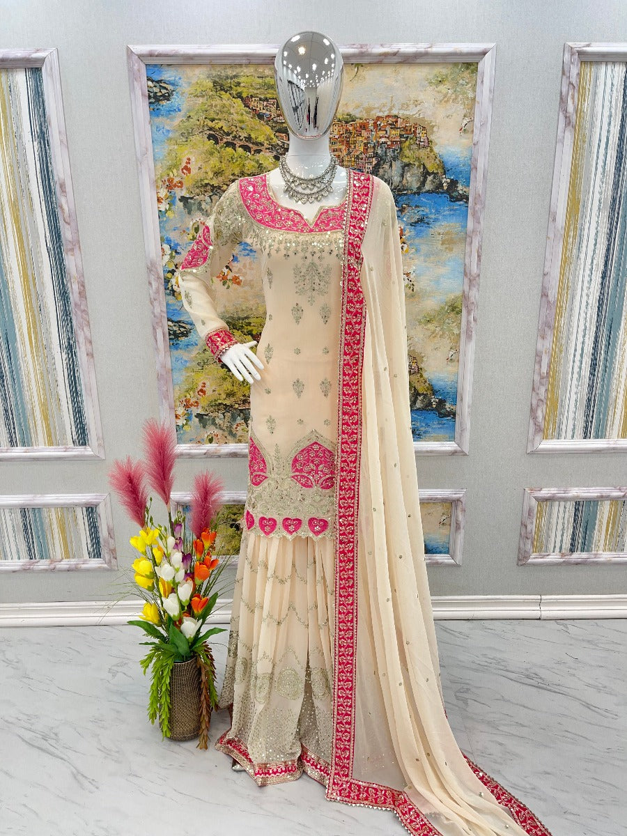 Launching New Đěsigner Party Wear Look Top Plazzo & Dupatta Set.