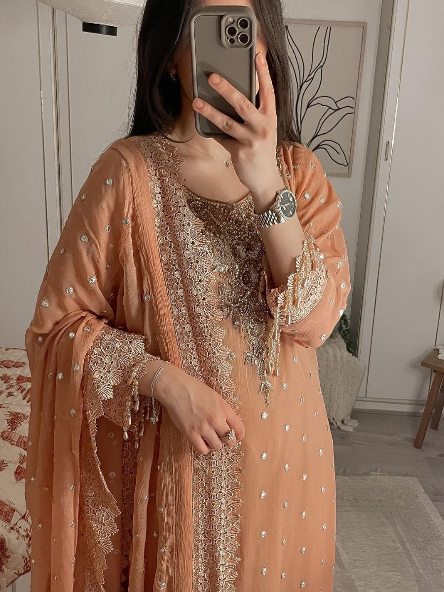 Launching New Đěsigner Party Wear Look Heavy Faux Georgette Top Bottom & Dupatta Set.