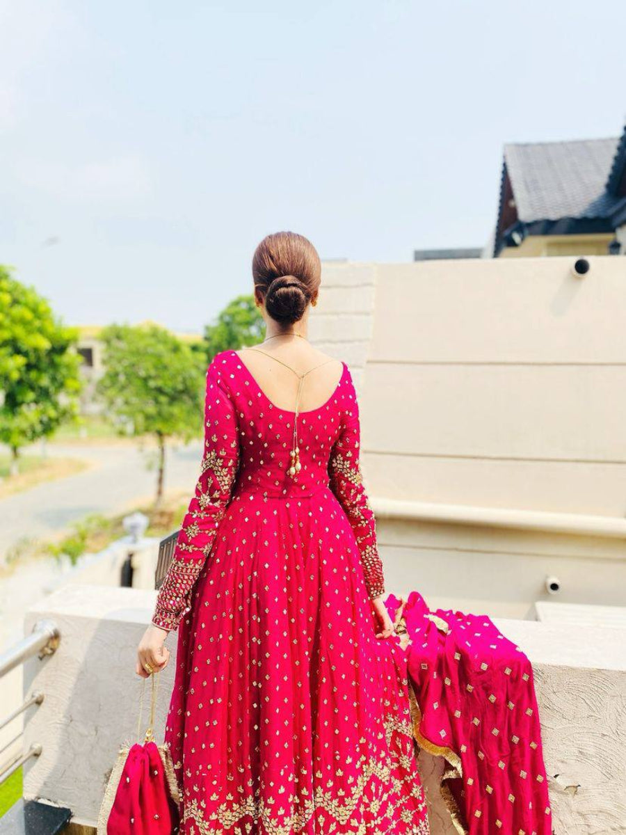 Launching New Party Wear Look Pure Faux Georgette Fancy Anarkali Gown,Dupatta & Bottom Set