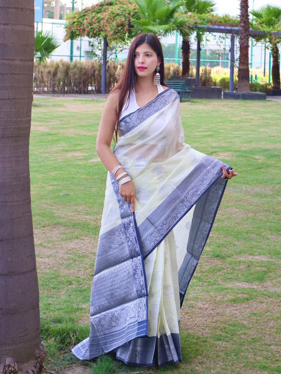 Presenting Pure Linen Saree With Chap Border.
