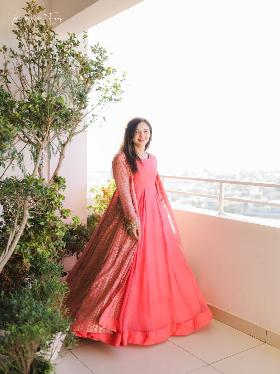 Launching New Party Wear Look Gown & Long Koti Set.