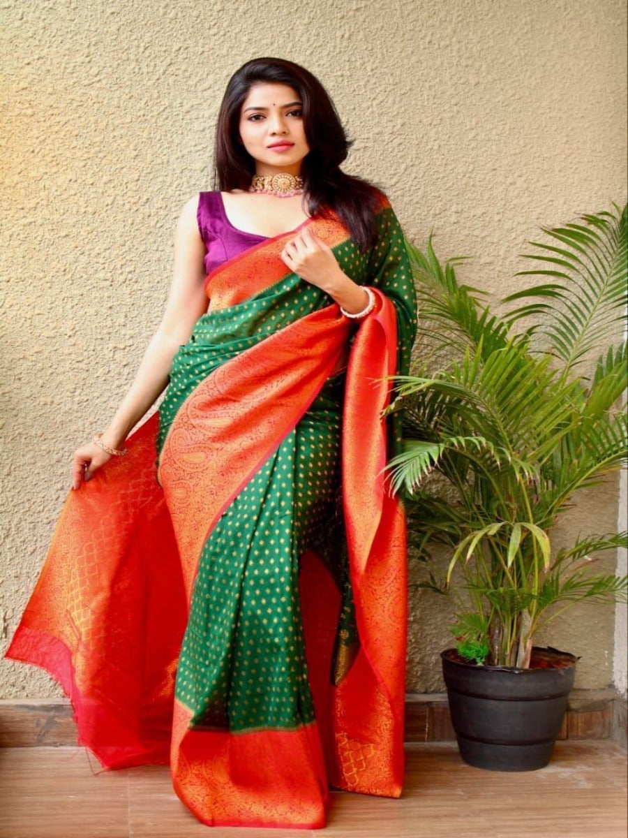 LAUNCHING NEW YEAR NEW DESIGNE IN LICHI SILK SAREE WITH SELF WEAVING BUTTI.