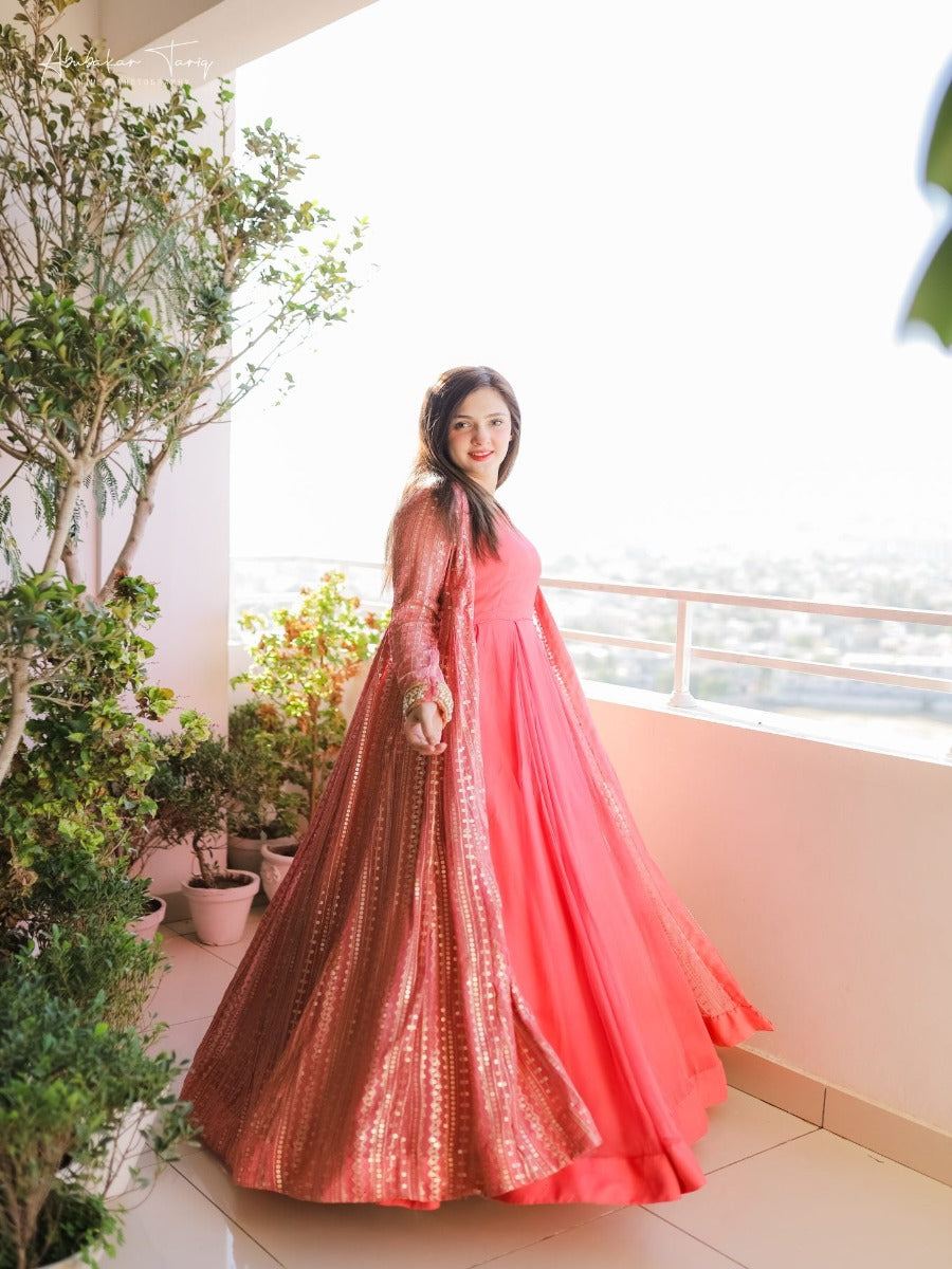 Launching New Party Wear Look Gown & Long Koti Set.