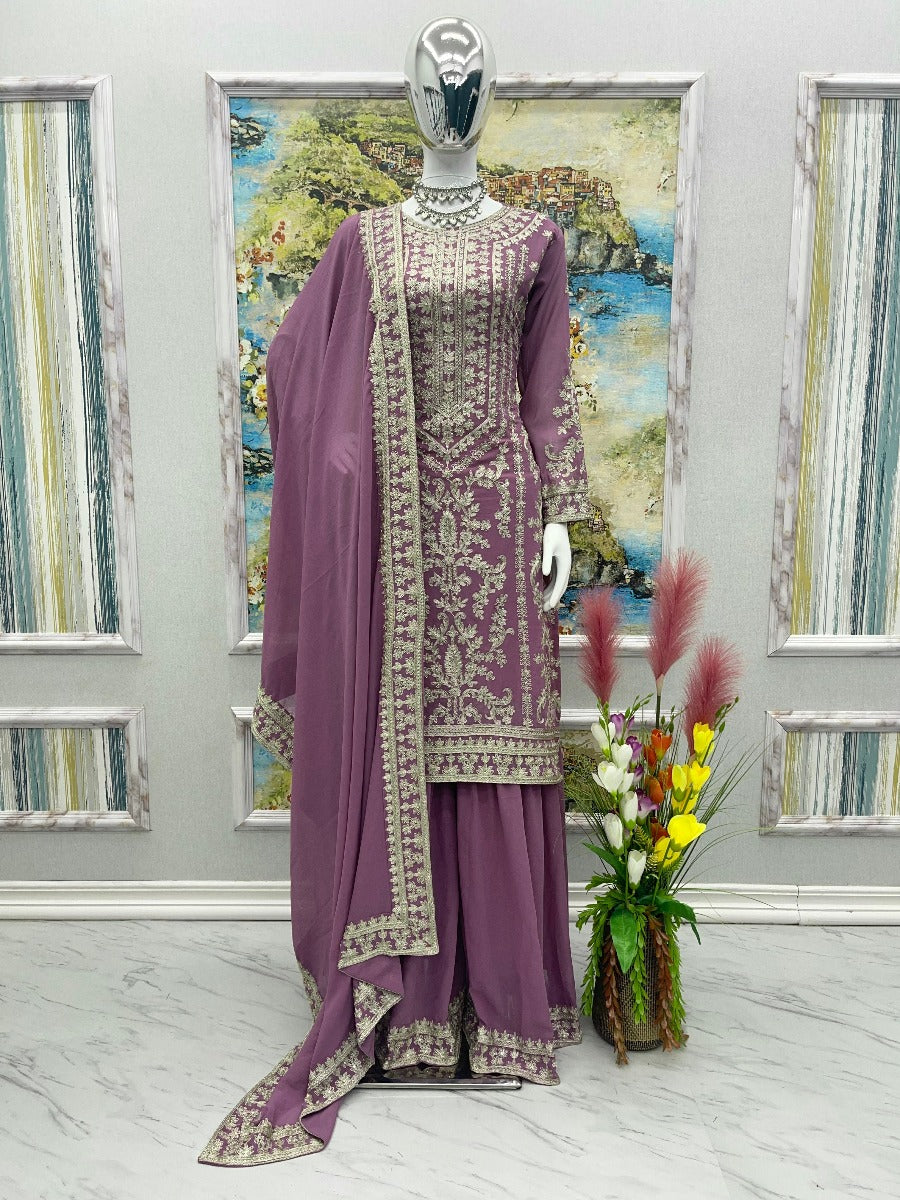 Launching New Designer Party Wear Look Top Plazzo & Dupatta Set.