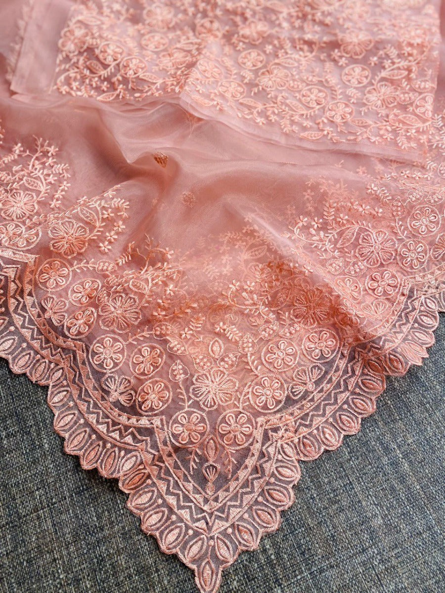 NEW BEAUTIFUL HEAVY THREAD EMBROIDERED WORK SAREE WITH WORK BLOUSE.