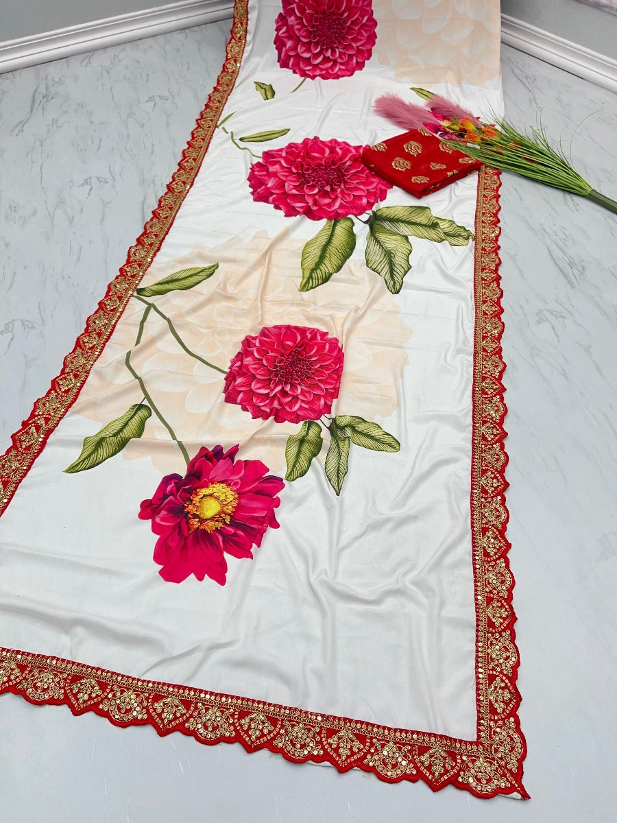 Presenting New Designer Party Wear Pure Satin Sillk Saree Collaction