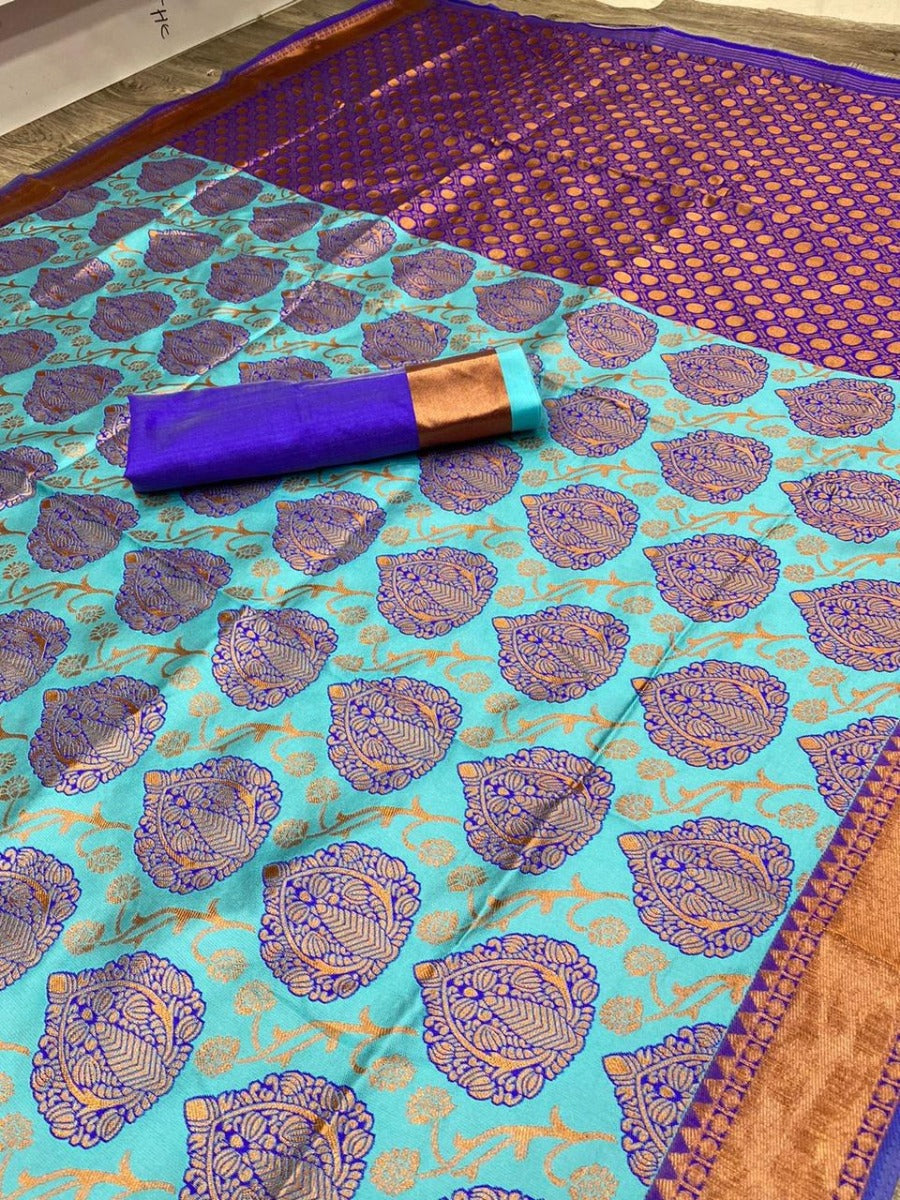 PRESERNTING LICHI SILK BANARASI SAREE WITH GOLD WEAVING.