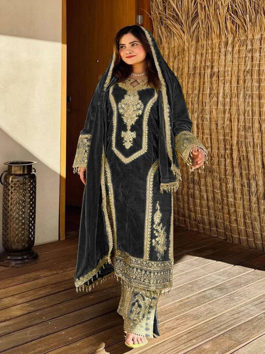 Launching New Đěsigner Party Wear Look Pur Chinon Silk Top Plazzo & Dupatta Set.