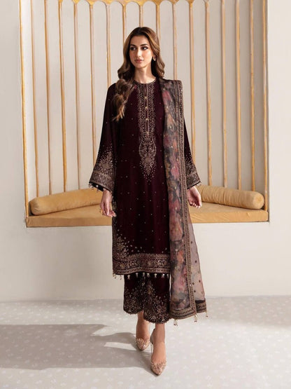 Launching New Designer Wedding Wear Look Full Velvet Fancy Kurti-Plazzo & Dupatta Set.