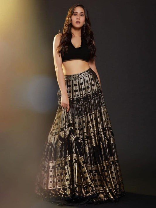 Looks Stunning In black Lehenga Styled and Perfectly and Beautifully Crafted with Sequins and Thread Embroidery Work design Lehenga Choli.