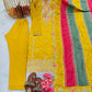 Launching New Đěsigner Party Wear Look Heavy Pur Chinon Silk Top Plazzo & Multi Color Dupatta Set.