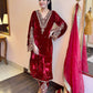 Launching New Designer Wedding Wear Look Full Velvet Fancy Kurti-Plazzo & Dupatta Set.