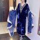 Launching New Designer Wedding Wear Look Full Velvet Fancy Kurti-Plazzo & Dupatta Set.