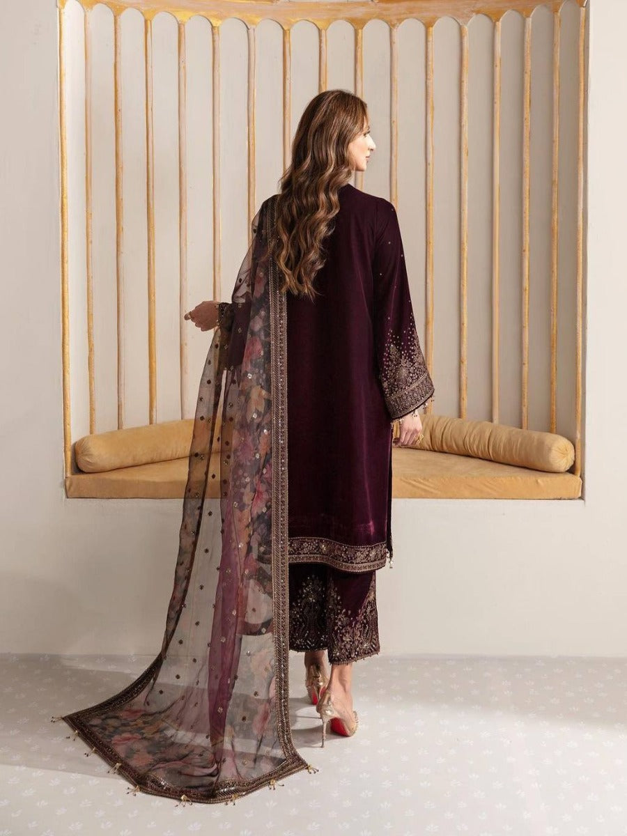 Launching New Designer Wedding Wear Look Full Velvet Fancy Kurti-Plazzo & Dupatta Set.