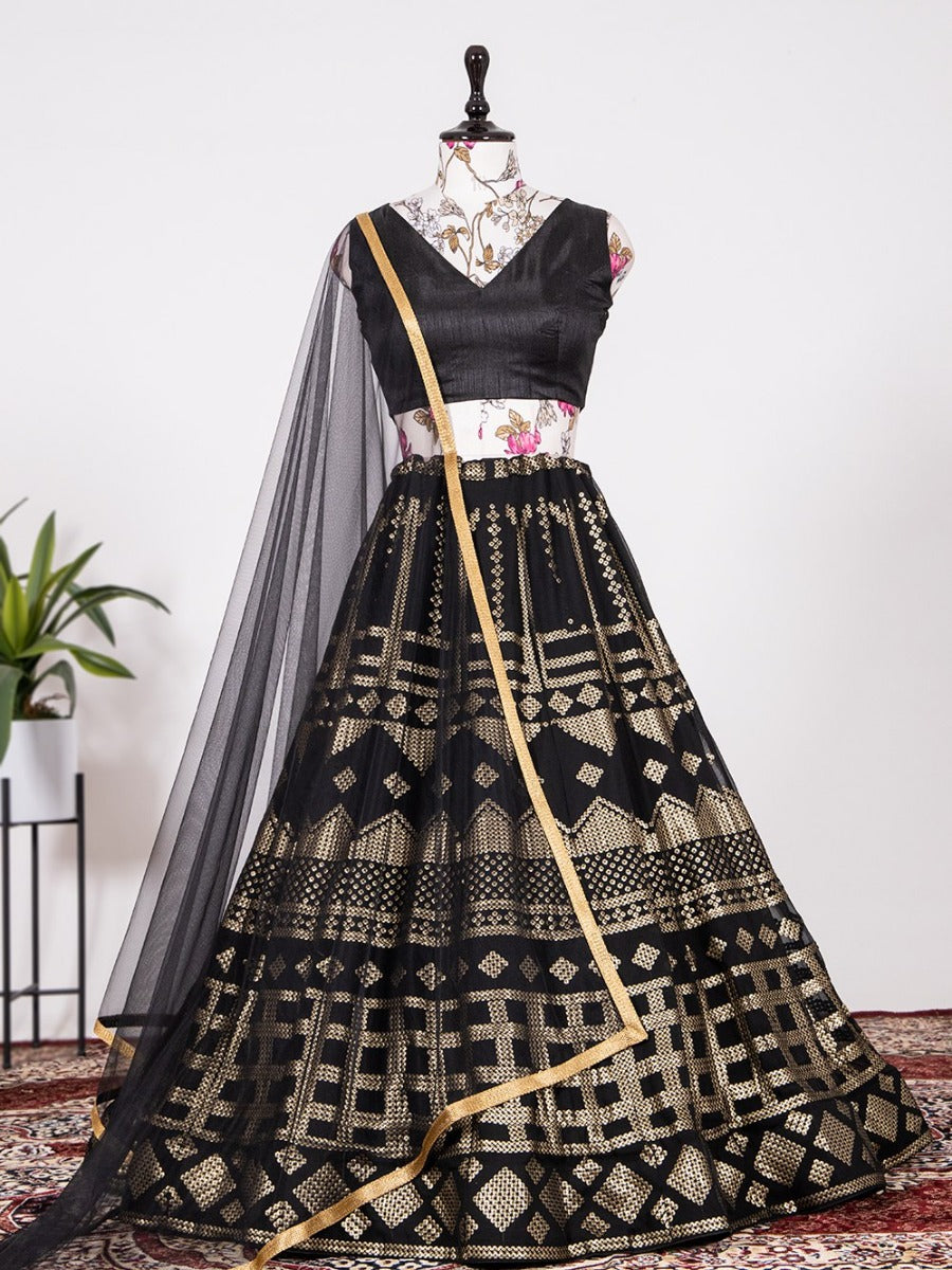 Looks Stunning In black Lehenga Styled and Perfectly and Beautifully Crafted with Sequins and Thread Embroidery Work design Lehenga Choli.