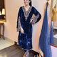 Launching New Designer Wedding Wear Look Full Velvet Fancy Kurti-Plazzo & Dupatta Set.