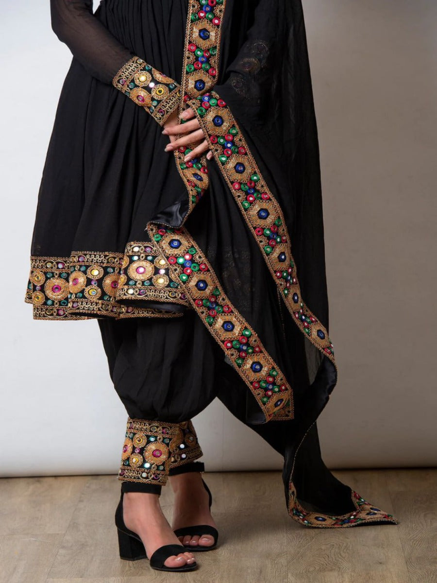 Launching New Designer Party Wear Look Coding Work With Mirror Work Top - Dhoti Style Pent & Dupatta Set.