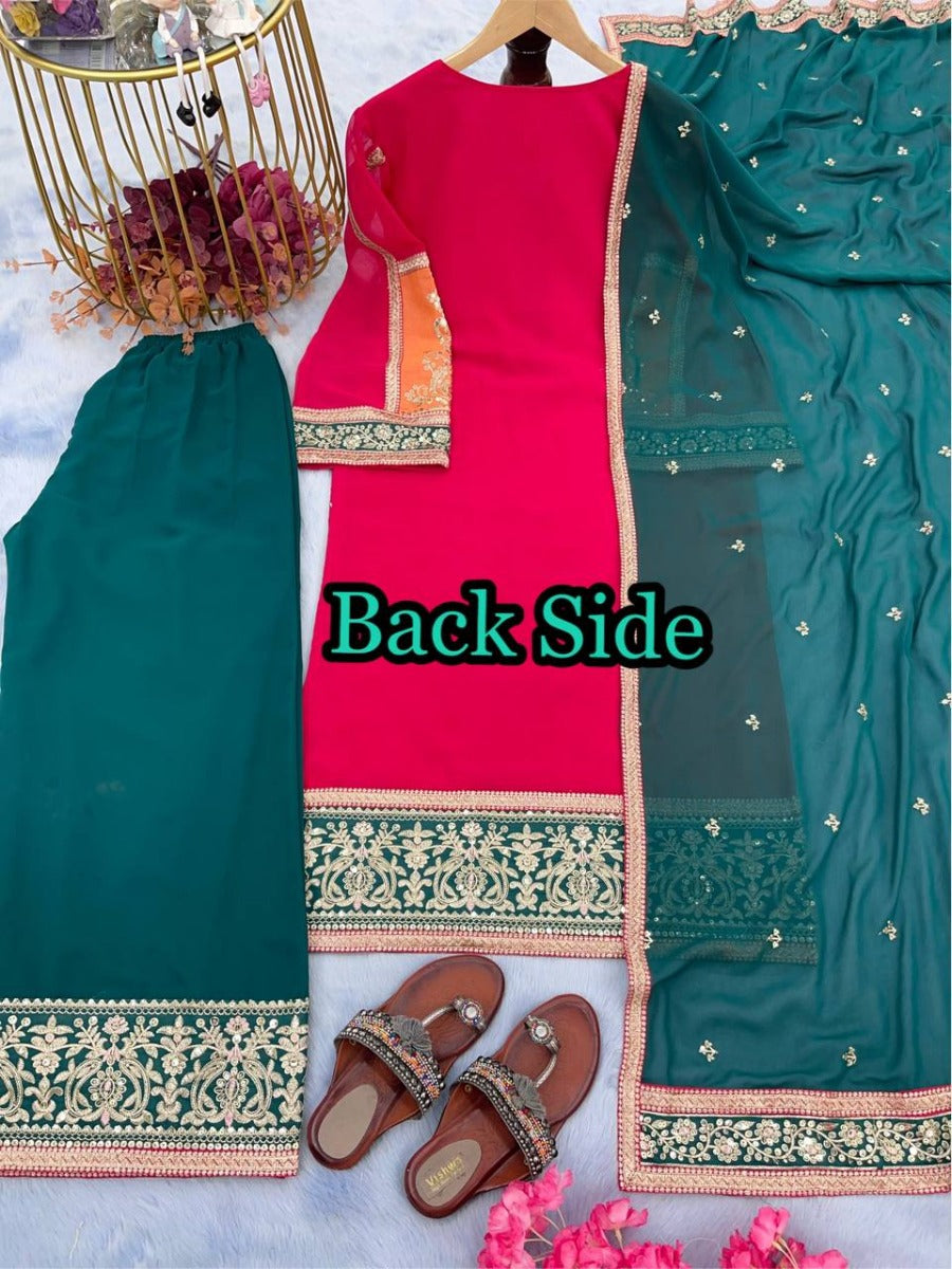 Launching New Designer Party Wear Look Top Plazzo & Dupatta Set.