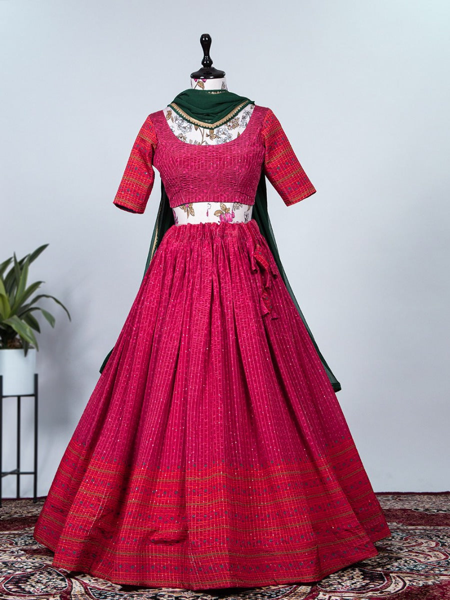 Presenting New Đěsigner Showcasing Chinon with Crochet Work Lehenga - Choli Collaction.