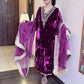 Launching New Designer Wedding Wear Look Full Velvet Fancy Kurti-Plazzo & Dupatta Set.