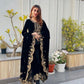 Launching New Designer Wedding Wear Look Full Velvet Fancy Kurti-Plazzo & Dupatta Set.