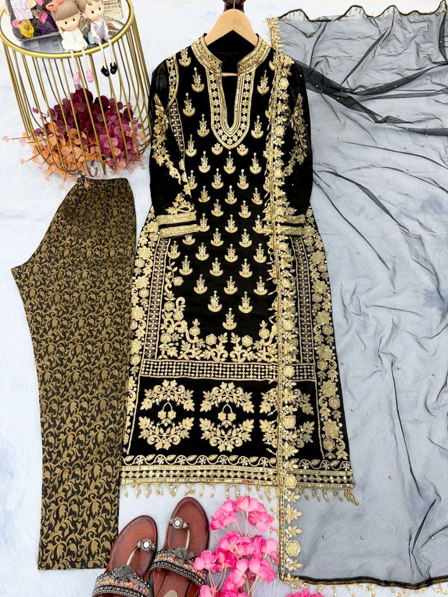 Launching New Designer Party Wear Look Top Bottom & Dupatta Set.