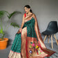 PURE PAITHANI SILK SAREE WITH PAITHANI RICH WEAVED PALLU WITH TASSELS.