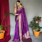 PRESENTING PURE SOFT SILK SAREE WITH COPPER AND GOLDEN ZARI WEAVED BORDER.