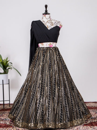 Launching Wedding Wear Look Like Lehenga Teamed With A Choli In Sequins Embroidery.