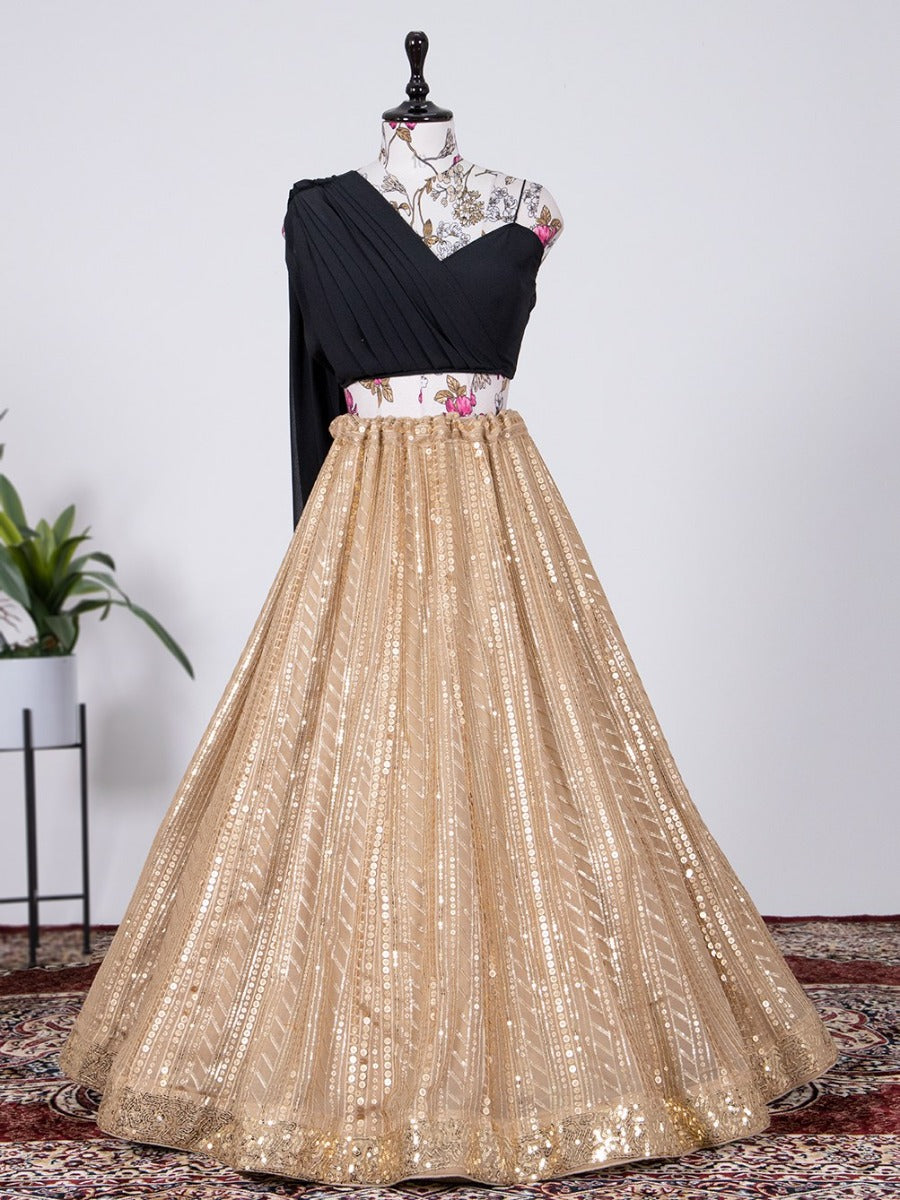 Launching Wedding Wear Look Like Lehenga Teamed With A Choli In Sequins Embroidery.