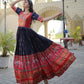 Launching New Party Wear Look Premium Patola Foil print work Dola silk designer gown.