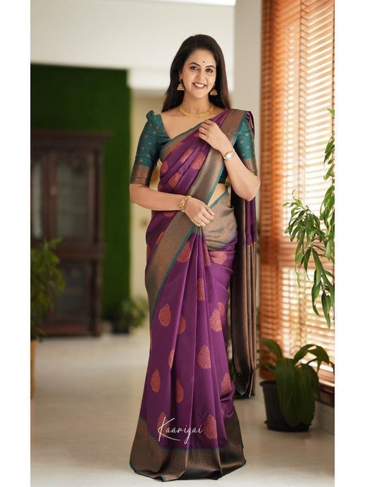 NEW LAUNCHING LICHI SILK BANARASI SAREE WITH COPPER WEAVING.