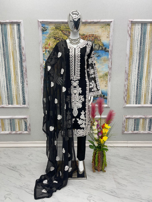 PRESENTING NEW EMBROIDERY WORK STUNNING LOOK SUIT - BOTTOM WITH DUPATTA COLLATION.