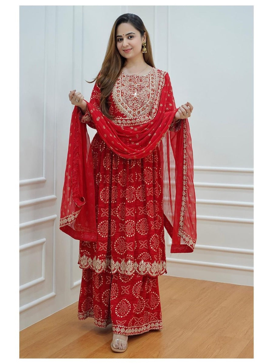 Launching New Designer Party Wear Look Embroidery Sequence Work Top Plazzo & Dupatta Set.