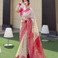 SPECIAL TRUSER WITH RANI COMBINATION PANEL FIGURES LICHI SILK BANARASI SAREE.