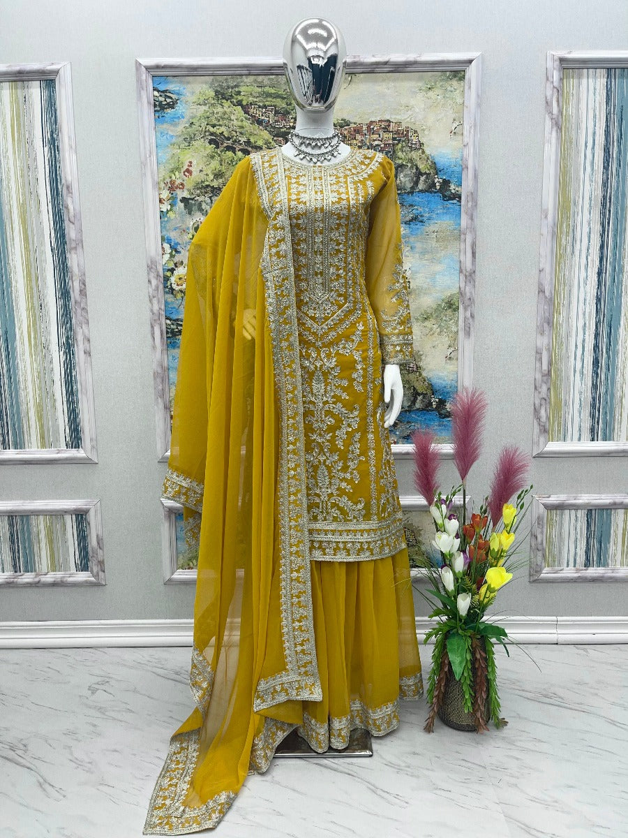 Launching New Designer Party Wear Look Top Plazzo & Dupatta Set.