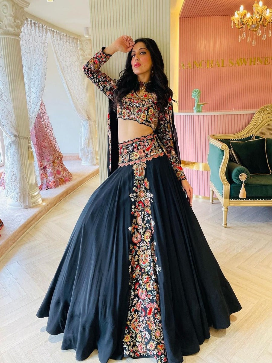 Buy Pink N Brown Colored Foil Printed Semi Stitched Lehenga With Choli N  Dupatta Party Wear Online at Best Price | Cbazaar
