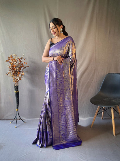 Orginal pure heavy silk Saree With weaved zari & heavy jaal work.