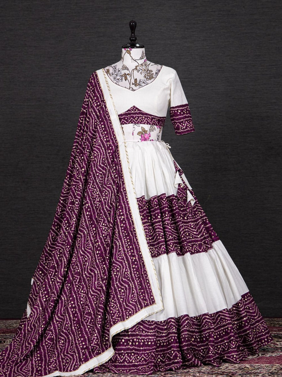 Launching The Real Essence of Gujarati Bandhani Print Combination in Lehenga Choli.