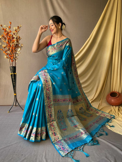 TRENDING PURE PAITHANI SILK SAREE WITH PAITHANI RICH WEAVED PALLU.