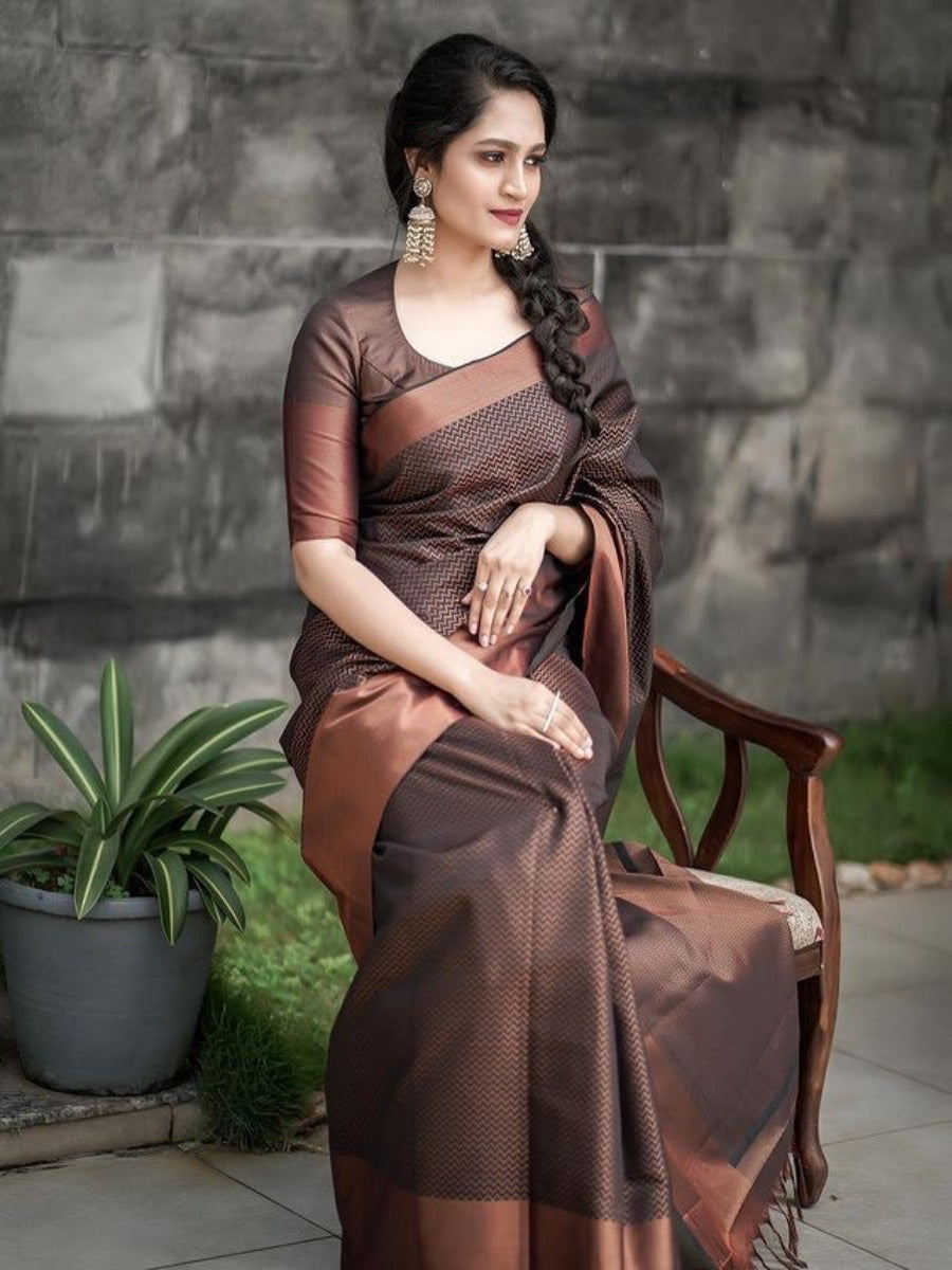 Launching Lichi Silk Banarasi Saree With Copper.