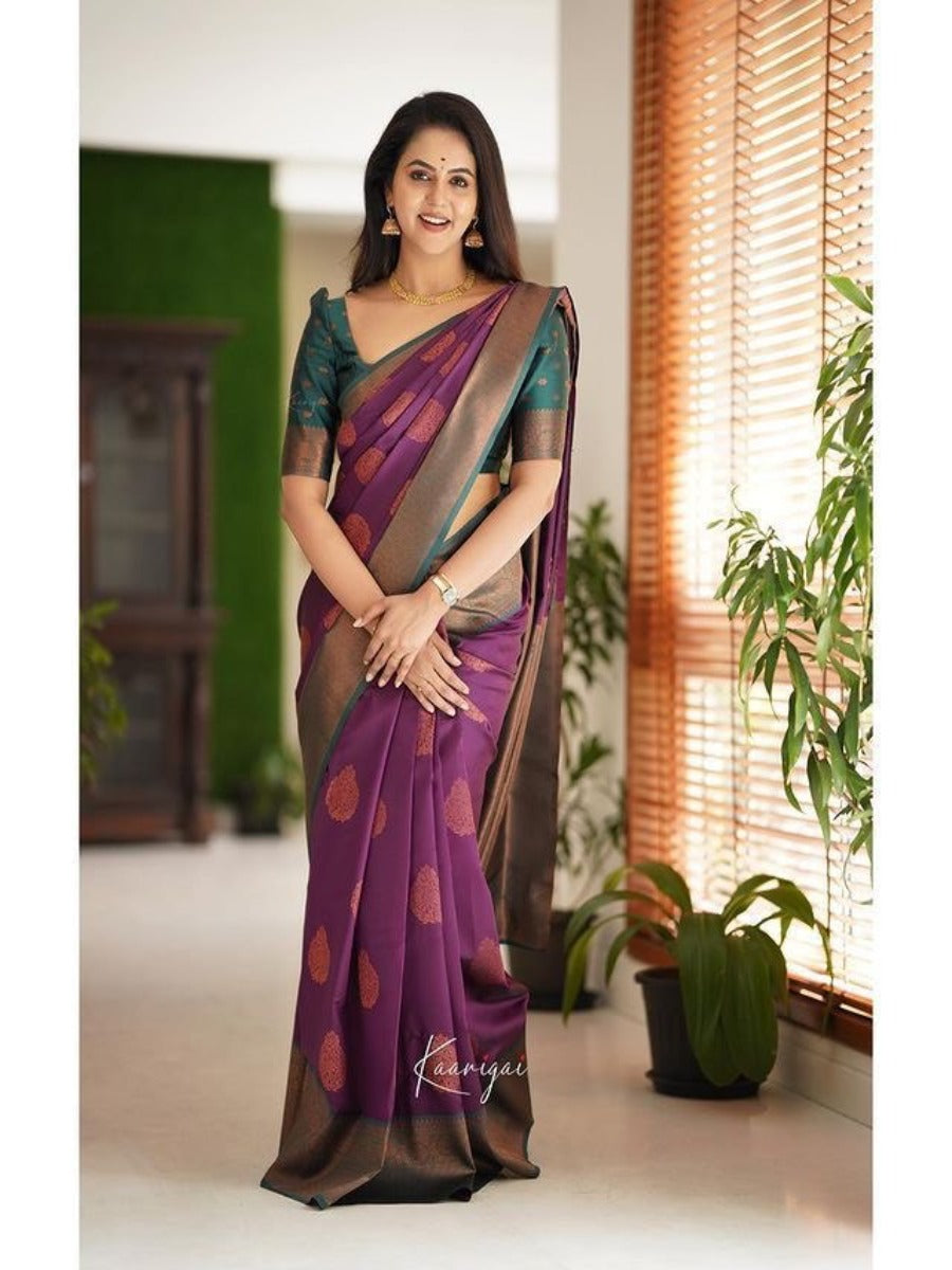 NEW LAUNCHING LICHI SILK BANARASI SAREE WITH COPPER WEAVING.