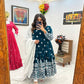 Launching New Designer Wedding Wear Look Velvet Gown - Bottom & Dupatta Set.