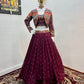 Launching Fancy Designer Heavy Embroidery Dubal Sequence Embroidery Work Lehenga Choli With Koti.