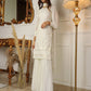 Beautiful Pure Lukhnowi Kurta Set Embroidery Cotton Thread Work Top - Sharara And Duppta Set.