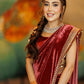 NEW DESIGNER PARTY WEAR MAROON VELVET SAREE WITH HEAVY CORDING SEQUENCE EMBROIDERED WORK WITH WORK BLOUSE
