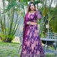 Stunning Wine Color Gorgette With Embroidery Siquns Work Lehenga Choli