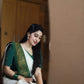 Pooja Special Lichi Silk Banarasi Saree With Green Kanjiwaram Figure.