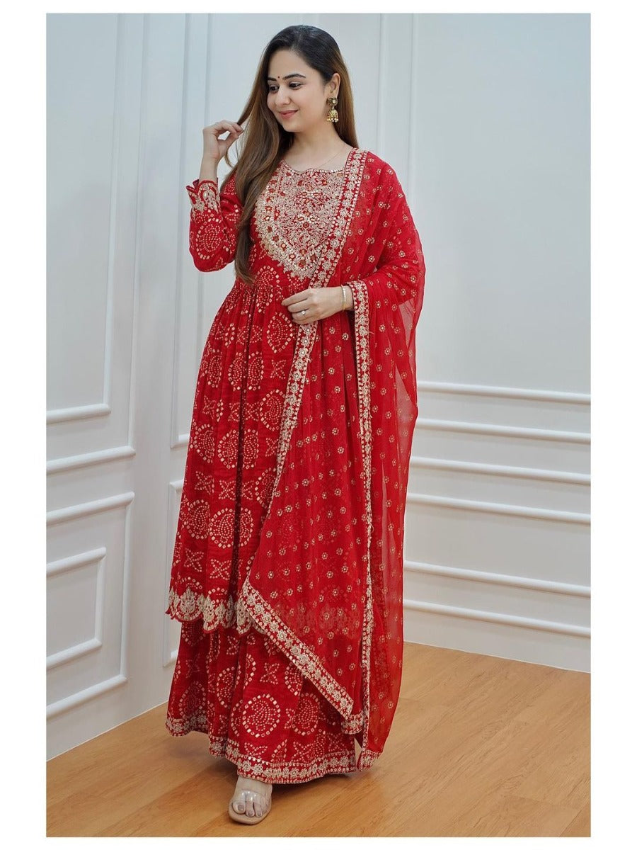 Launching New Designer Party Wear Look Embroidery Sequence Work Top Plazzo & Dupatta Set.